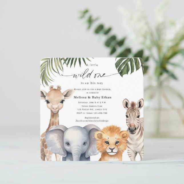 Wild One Zazzle Safari Baby Shower Invitations A Little Wild One Is