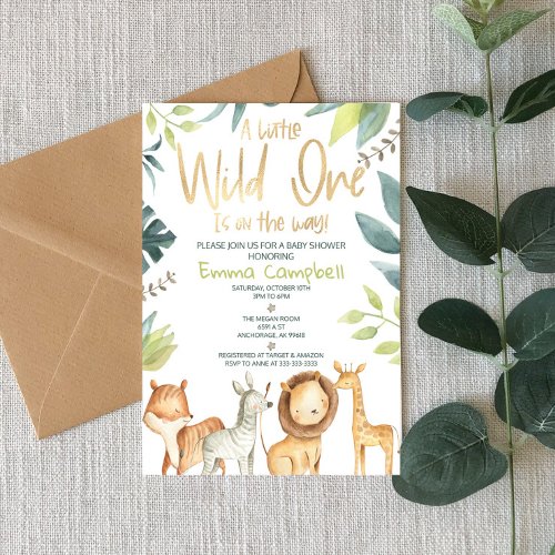 A Little Wild One Is On The Way Animal Baby Shower Invitation