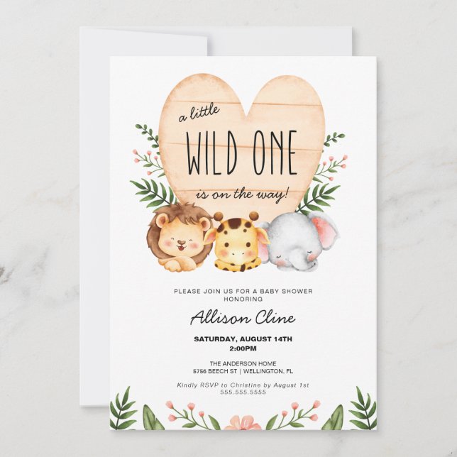 A Little Wild One Is On The Way Baby Shower Invitation (Front)