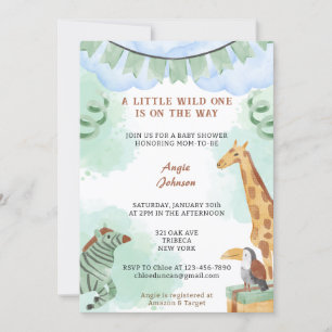 A Little Wild One Is On The Way Green Baby Shower  Invitation