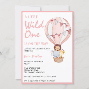 A Little Wild One Is On The Way Pink Baby Shower Invitation