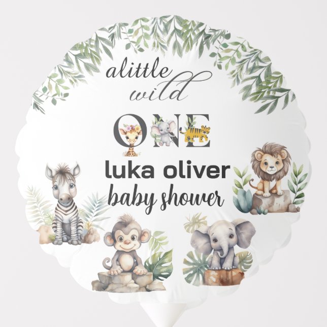 a little wild one jungle animals baby shower balloon (Front)