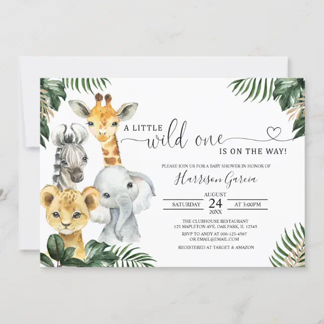 A Little Wild One Jungle Animals Baby Shower Invitation | Zazzle