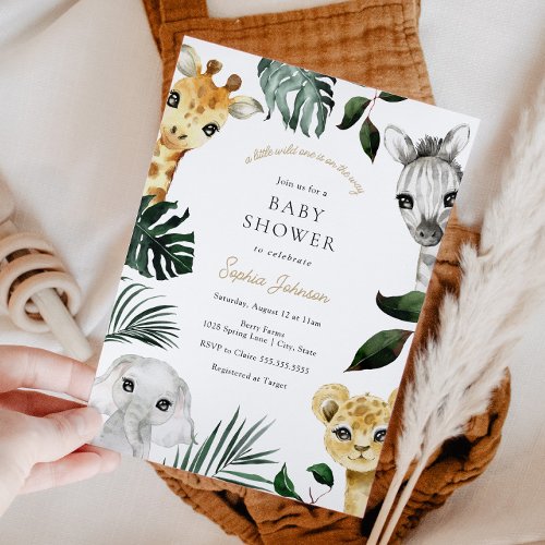 A little Wild One Jungle Animals Baby Shower Invitation