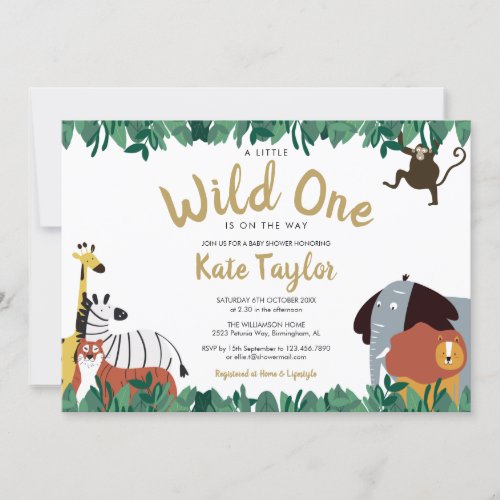 A Little Wild One Jungle Animals Baby Shower Invitation