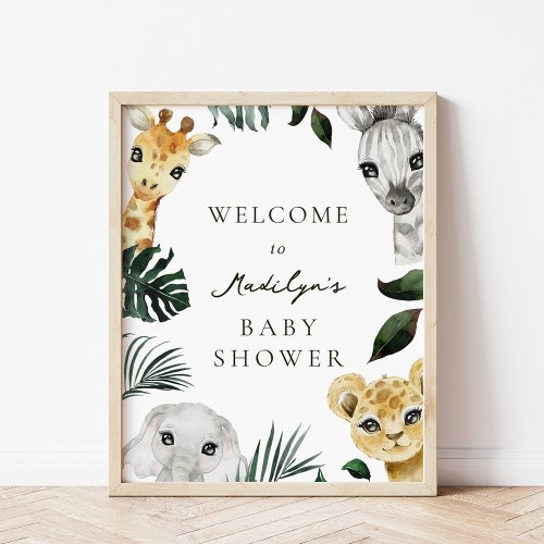 A Little Wild One Jungle Baby Shower Welcome Sign