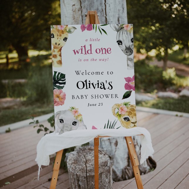 A Little Wild One Jungle Girl Baby Shower Welcome Foam Board (Creator Uploaded)