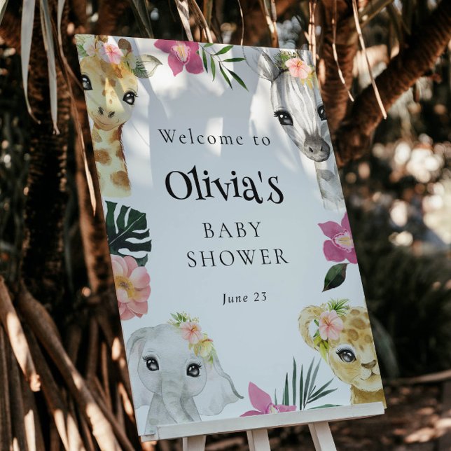 A Little Wild One Jungle Girl Baby Shower Welcome Foam Board (Creator Uploaded)