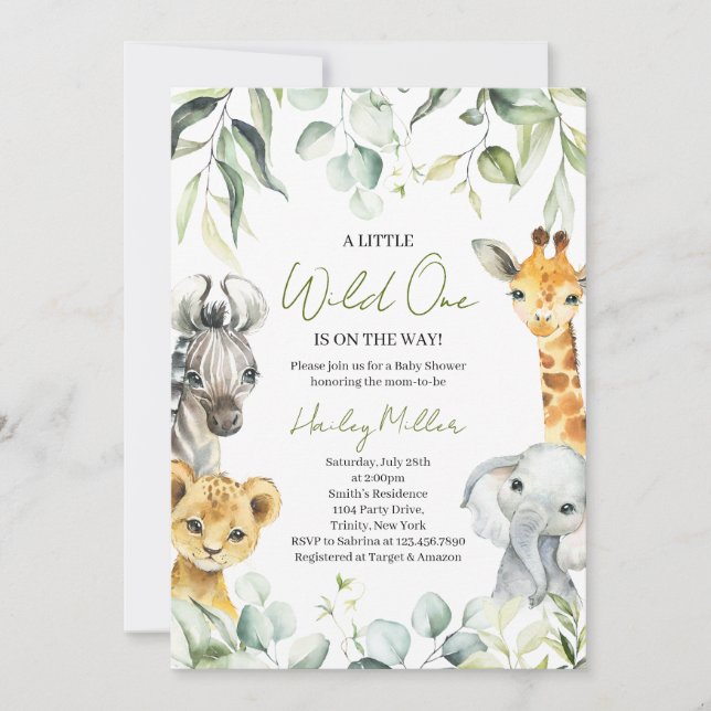 A Little Wild One On the Way Baby Shower Invitation (Front)