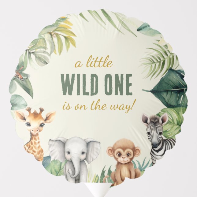 A Little Wild One Safari Animals Baby Shower Balloon (Front)