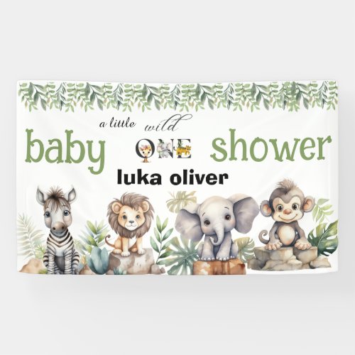 a little wild one safari animals baby shower banner