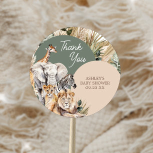 A Little Wild One Safari Animals Baby Shower Classic Round Sticker