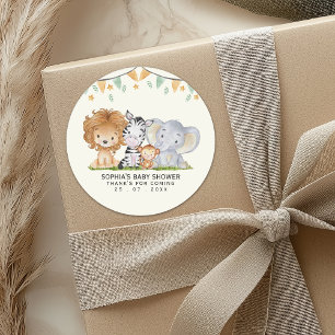 A Little Wild One Safari Animals Baby Shower Classic Round Sticker