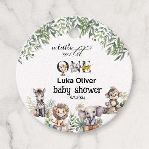 a little wild one safari animals baby shower favor tags