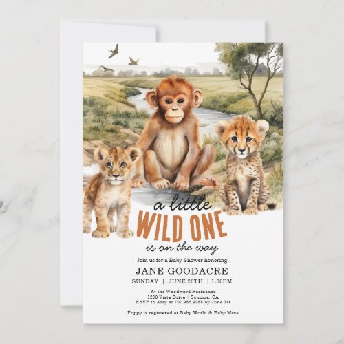 A Little Wild One Safari Animals Baby Shower Invitation