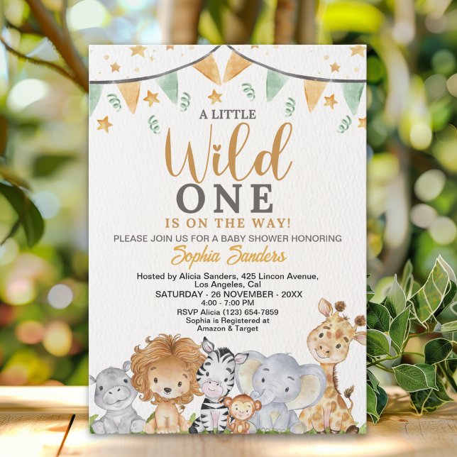 A Little Wild One Safari Animals Baby Shower Invitation (Creator Uploaded)