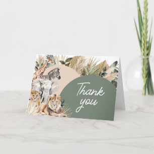 A Little Wild One Safari Animals Baby Shower Thank You Card