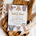 A Little Wild One Safari Baby Animals Baby Shower  Invitation<br><div class="desc">Cute Safari baby animals illustration baby shower invitation. Original drawing by Komila Y.</div>