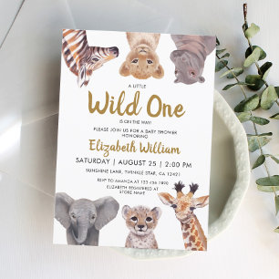 A Little Wild One Safari Baby Animals Baby Shower Invitation