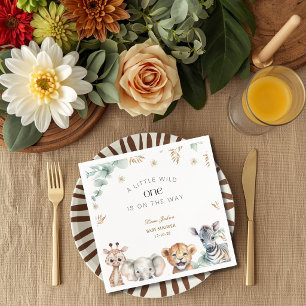 A Little Wild One Safari Baby Animals Baby shower Napkins