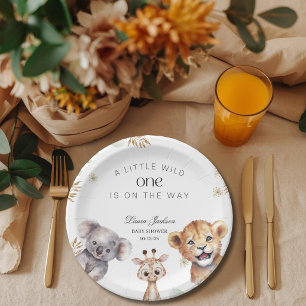 A Little Wild One Safari Baby Animals Baby shower Paper Plates