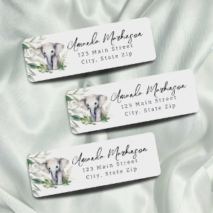 A Little Wild One Safari Baby Elephant Address Label