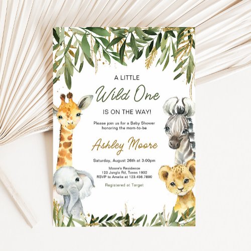 A Little Wild One Safari Baby Shower  Invitation