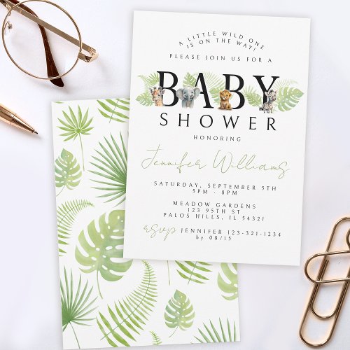 A little wild one Safari baby shower invitation