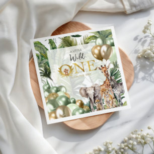 A Little Wild One Safari Baby Shower Jungle Green Napkins