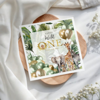 A Little Wild One Safari Baby Shower Jungle Green Napkins