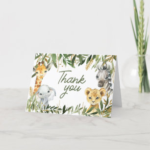 A Little Wild One Safari Baby Shower Letterpress Thank You Card
