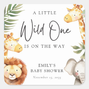 A Little Wild One Safari Baby Shower Square Sticker