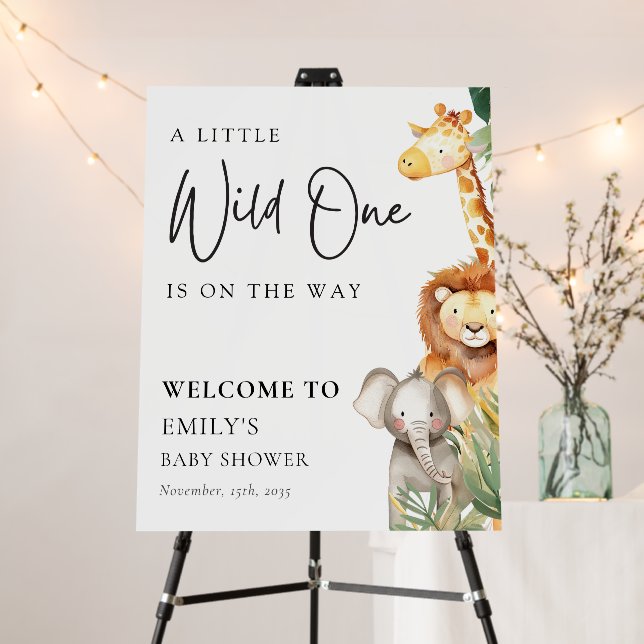 A Little Wild One Safari Baby Shower Welcome Sign (In Situ (Stand))