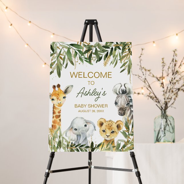 A Little Wild One Safari Baby Shower Welcome Sign (In Situ (Stand))