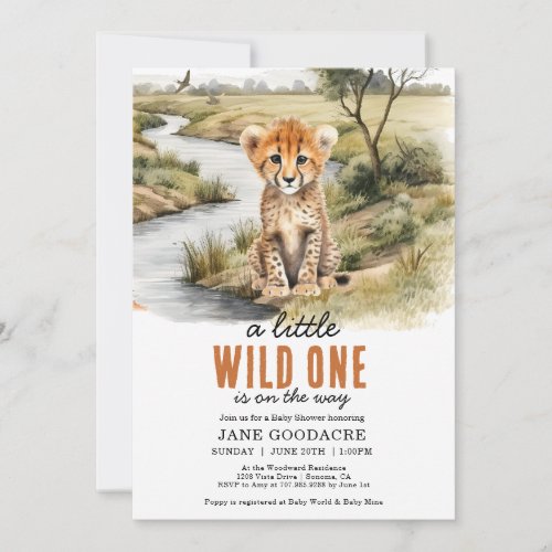A Little Wild One Safari Cheetah Baby Shower Invitation