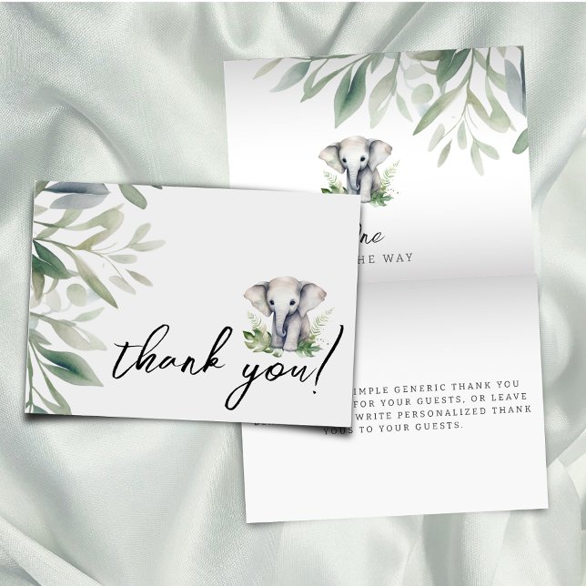 A Little Wild One Safari Elephant Folding Thank You Card (Creator Uploaded)