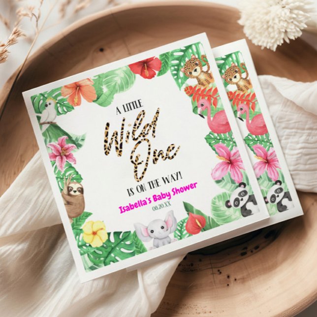 A Little Wild One Tropical Animal Baby Shower Napkins (Creator Uploaded)
