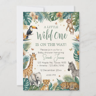A Little Wild One | Tropical Safari Animals Invitation
