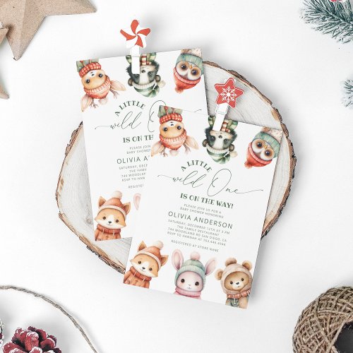 A Little Wild One Winter Woodland Baby Shower Invitation