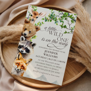A Little Wild One Woodland Animals Baby Shower Invitation