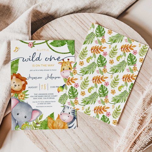A Little Wild One Zoo Animal Jungle Baby Shower In Invitation