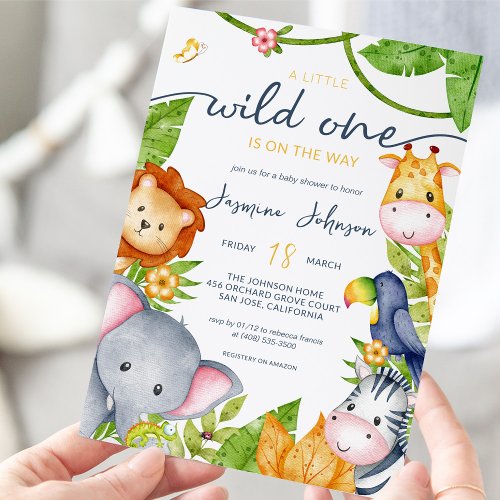 A Little Wild One Zoo Animal Jungle Baby Shower Invitation