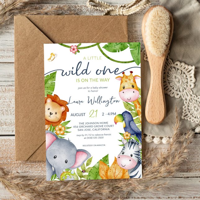 A Little Wild One Zoo Animal Jungle Baby Shower Invitation (Creator Uploaded)