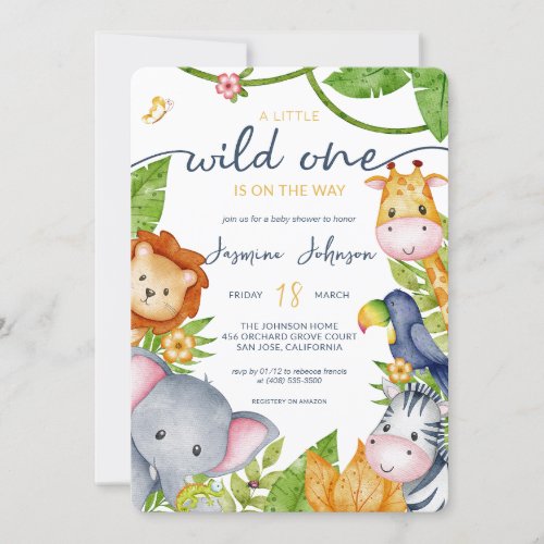 A Little Wild One Zoo Animal Jungle Baby Shower Invitation