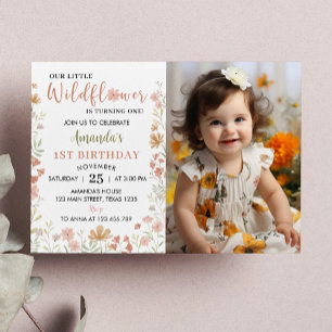 A Little Wildflower 1st Birthday Invitation