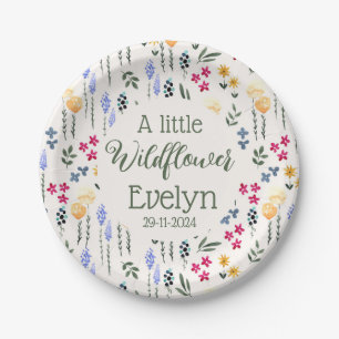 a little wildflower abstract watercolor baby girl paper plates