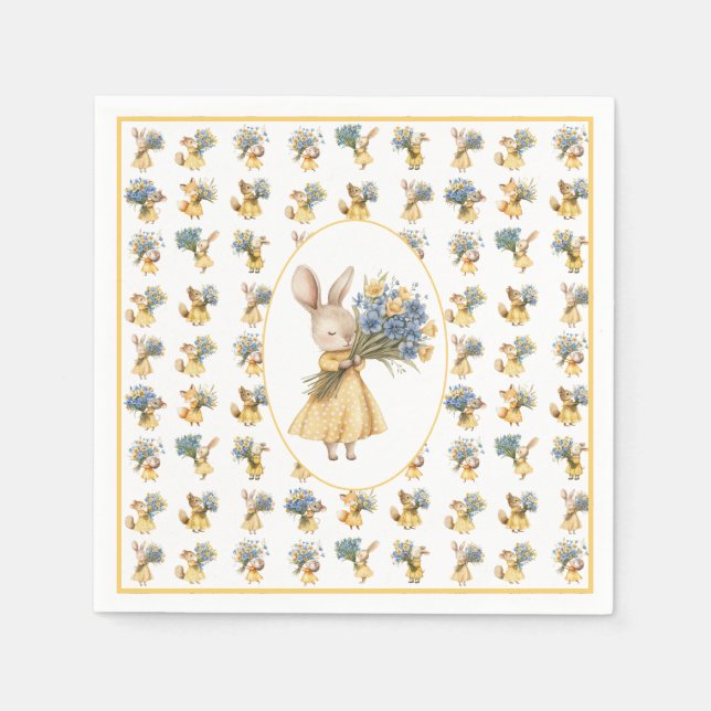 A Little Wildflower Animal Baby Shower Napkins (Front)