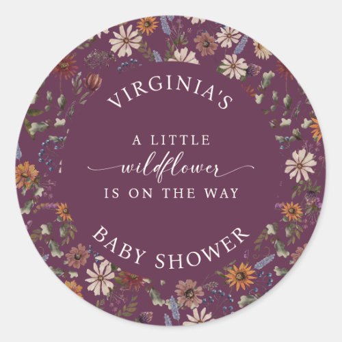 A Little Wildflower Baby Classic Round Sticker