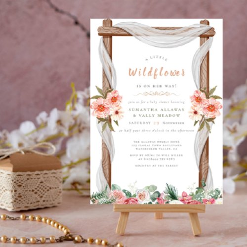A little wildflower baby girl floral baby shower invitation