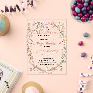 A Little Wildflower Baby Girl Shower Acrylic Invitations